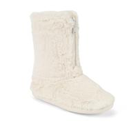 Polar Women’s Faux Fur Indoor Outdoor Boot Slippers - Memory Foam Lined House Shoes with Zip Closure, Plush Warm Lining & Non-Slip Rubber Sole - Cosy Winter Comfort Footwear - Cream - UK4/EU37