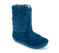 Polar Women’s Faux Fur Indoor Outdoor Boot Slippers - Memory Foam Lined House Shoes with Zip Closure, Plush Warm Lining & Non-Slip Rubber Sole - Cosy Winter Comfort Footwear - Blue - UK5/EU38