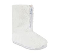 Polar Women’s Faux Fur Indoor Outdoor Boot Slippers - Memory Foam Lined House Shoes with Zip Closure, Plush Warm Lining & Non-Slip Rubber Sole - Cosy Winter Comfort Footwear - White - UK7/EU40