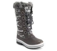 Polar Womens Quilted Tall Snow Waterproof Winter Faux Fur Durable Rubber Sole Outdoor Rain Boots - Grey cardy - UK6/EU39 - YC0627