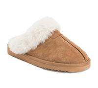 Polar Women’s Suede Winter Mules Slippers - Warm Faux Sheepskin Lining, Australian Style - Indoor House Shoes with Non-Slip Sole - Tan - UK 9