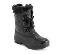 VIVA Polar Women's Snow Boot Quilted Short Winter Snow Rain Warm Boots - 6 - Black Leather Mono