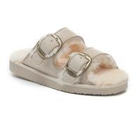 VIVA Polar Womens Strap Slide Sandals - Open-Toe Suede Slides Buckle Strap - 7 - Beige