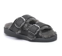 VIVA Polar Womens Strap Slide Sandals - Open-Toe Suede Slides Buckle Strap - 8 - Grey