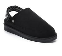 VIVA Polar Womens Suede Comfort Faux Fur Clogs - Slip-On Adjustable Strap - 6 - Black Aztec