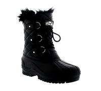 VIVA Polar Women's Winter Mountain Waterproof Hiker Mid Calf Walking Boots - 3 - Black Leather