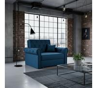 Viva Roma I Armchair Bed With Sleep Function Bedding Storage Metal Legs Wooden Frame 116X85X98Cm Blue