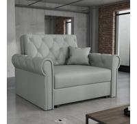 Viva Roma I Upholstered Sofa Bed Armchair With Sleeping Function And Bedding Storage Metal Legs Wooden Frame Light Grey