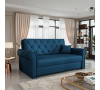 Viva Roma Iii Living Room Sofa Bed With Storage Polyurethane Foam Hr Foam Wave Springs Metal Legs 168X85X98Cm Blue