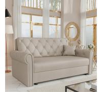 Viva Roma Iii Living Room Sofa Bed With Storage Polyurethane Foam Hr Foam Wave Springs Metal Legs 168X85X98Cm Beige