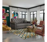 Viva Roma Iii Lounge Sofa Bed Polyurethane Foam Hr Foam Wave Spring Metal Legs Wooden Frame 168X85X98Cm Dark Grey