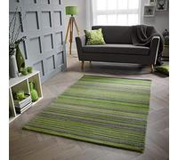 Viva Rugs Wool Rug Natural HANDWOVEN Carpet for Living Room Bedroom Hallway Heavy Small Large Runner (Green, 80x150cm (2'6''x4'9''))