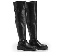 VIVASHOES Women's Black Over The Knee High Flat Riding Boots Stretch - Faux Leather Winter Booties for Women, Slip-Resistant Chunky Sole, Low Heel Comfort Shoes - Stylish Everyday Tall Boots - Black 3