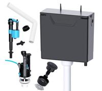 Viva Skylo Slimline Concealed Toilet Cistern With Black Dual Flush Push Button - Water-Saving, Bottom/side Entry