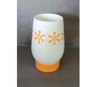 Viva Trend Porcelain White-Orange Toothbrush Cup with Wall Mount Set