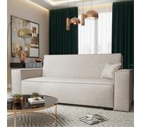 Viva Vox Iv Sofa Bed With Storage And Sleeping Function Wooden Legs Free Standing 192X88X102 Cm Cream