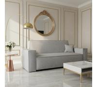 Viva Vox Iv Upholstered Sofa Bed For Living Room With Sleeping Function Storage Box Wooden Legs 192X88X102Cm Light Grey