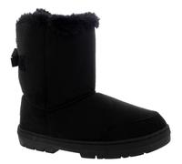 Holly Women’s Classic Waterproof Faux Fur Lined Ankle Boots - Single Bow Detail - Warm Faux Faux FurWinter Snow Boots with Non Slip Sole - Grey - UK7/EU40