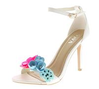 Viva Womens Floral Fashion Cut Out Barely There Sandals Open Toe Strap Heels - White - UK6/EU39 - KL0170