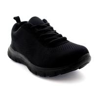 Get Fit Women's Lightweight Running Trainers - Breathable Mesh Gym Shoes with Cushioned Sole - Comfortable Walking & Fitness Sneakers - Lace-Up Athletic Footwear - Black/Black - 6-39