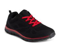 Get Fit Women’s Lightweight Trainers - Breathable Mesh Gym Walking Shoes - Comfortable Lace-Up Fitness Sneakers, Flexible Non-Slip Sole - Black/Red - UK4/EU37