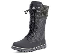 Polar Womens Snow Durable Outdoor Thermal Winter Warm Waterproof Mid Calf Boot - Black Leather - UK5/EU38 - YC0379
