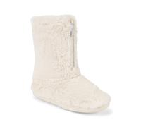 Polar Women’s Faux Fur Indoor Outdoor Boot Slippers - Memory Foam Lined House Shoes with Zip Closure, Plush Warm Lining & Non-Slip Rubber Sole - Cosy Winter Comfort Footwear - Cream - UK4/EU37