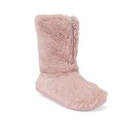 Polar Women’s Faux Fur Indoor Outdoor Boot Slippers - Memory Foam Lined House Shoes with Zip Closure, Plush Warm Lining & Non-Slip Rubber Sole - Cosy Winter Comfort Footwear - Rose Gold - UK6/EU39