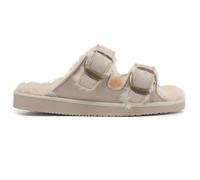 Polar Women’s Faux Suede Strap Slide Sandals - Open-Toe Suede Slides with Adjustable Buckle Strap, Rubber Outsole, Plush Lining - Casual Slip-On Sandals for Indoor & Outdoor Wear - Beige 6