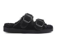 Polar Women’s Faux Suede Strap Slide Sandals - Open-Toe Suede Slides with Adjustable Buckle Strap, Rubber Outsole, Plush Lining - Casual Slip-On Sandals for Indoor & Outdoor Wear - Black 5