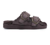 VIVA Women's Polar Women's Strap Slide Sandals - Open-Toe Suede Slides Buckle Strap in Dark Brown | Size: 9 Viva Dark Brown 9