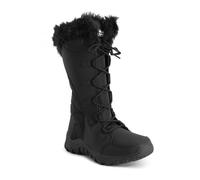 Polar Women's Knee High Winter Boots - Waterproof Fur Lined Quilted Snow Boots with Non Slip Sole, Insulated Warm Outdoor Walking Footwear - Black Nylon Tall - UK4/EU37