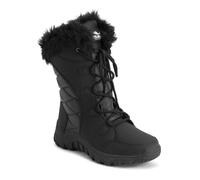 Polar Women's Winter Snow Boots - Waterproof Quilted Fur Lined Mid Calf Boots with Grip Sole, Warm Insulated Outdoor Walking Boots - Black Leather - UK5/EU38