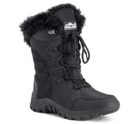 Polar Women’s Quilted Boot Waterproof Winter Snow Boots - Faux Fur Cuff & Lined Mid-Calf Wellies - Warm Insulated Non-Slip Outdoor Walking Footwear - Black - UK6/EU39