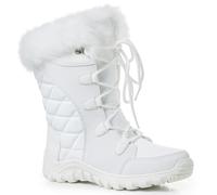 VIVA Womens Quilted Lace Up Waterproof Outdoor Cuff Snow Rain Boots - 8 - White