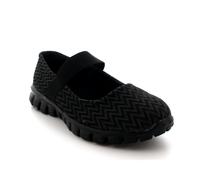 Get Fit Women’s Mary Jane Trainers - Lightweight Breathable Walking Shoes with Hook & Loop Strap - Shock Absorbing Casual Fitness Sneakers for Gym, Travel & Everyday Comfort - Black - UK5/EU38