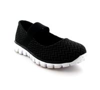 Get Fit Women’s Mary Jane Trainers - Lightweight Breathable Walking Shoes with Hook & Loop Strap - Shock Absorbing Casual Fitness Sneakers for Gym, Travel & Everyday Comfort - Black White - UK3/EU40