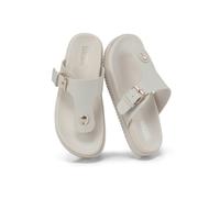 VIVA Women's Women's Toe Post Flat Sandals with Buckle Strap - Everyday Summer Wear in Cream | Size: 3 Viva Cream 3