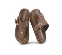 VIVA Women's Women's Toe Post Flat Sandals with Buckle Strap - Everyday Summer Wear in Tan | Size: 5 Viva Tan 5