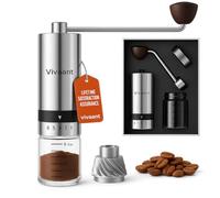 Vivaant Manual Coffee Grinder - Hand Coffee Grinder with Adjustable Dragon Tooth Stainless Steel Conical Burr, No-Power, Manual Coffee Grinder for Drip Coffee, Espresso, French Press, and More!