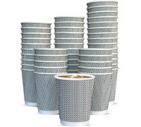 VIVAAS 100 X 8oz VIP Design Coffee Paper Cups - Strong 3-Ply Disposable Insulated Hot Drink Cups - Leak-Proof, Recyclable for Coffee, Tea, Cafe, Takeaway, Office & Events