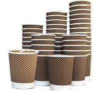 VIVAAS 100 X 8oz VIP Design Coffee Paper Cups - Strong 3-Ply Disposable Insulated Hot Drink Cups - Leak-Proof, Recyclable for Coffee, Tea, Cafe, Takeaway, Office & Events