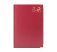 VIVAAS 2026 A4 A5 A6 Day A Page DAP And Week To View WTV Diary Padded Hardback Gilt Edge With Metal Corners For Student, Teacher, Home, Office, Business (A4 Day A Page, Burgundy)