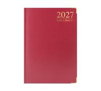 VIVAAS 2027 A4 A5 A6 Day A Page DAP And Week To View WTV Diary Padded Hardback Gilt Edge With Metal Corners For Student, Teacher, Home, Office, Business (A5 Day A Page, Burgundy)