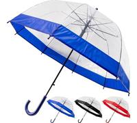 VIVAAS 23" Clear See Through Dome Umbrella Ladies Transparent Walking Rain Brolly Strong, Lightweight, Transparent, Waterproof Wedding Umbrella for Bride for Women Classy (Blue)