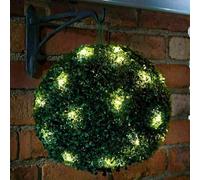 VIVAAS 28CM Solar Powered Topiary Ball 20 LED Flower Lights Dual Function Garden Sphere Great For Outdoor Decorations For Wedding Artificial Plant (Green)