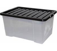 VIVAAS 45L Plastic Storage Box With Lid Pack Of 1 Strong & BPA Free Stackable Clear Storage Boxes 45 Litre Durable Container Bin Multipurpose For Home, Office Kitchen Organization Accessories