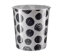 VIVAAS 7.7Litre Plastic Waste Paper Basket Bin Round Waste Basket Trash Can Lightweight Recycling Rubbish Bin for Home Office Kitchen Bedroom, Garbage Container Dustbin (Polka Dot Black)