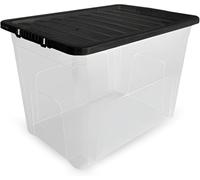 VIVAAS 80L Plastic Storage Box With Lid Pack Of 1 Strong & BPA Free Stackable Clear Storage Boxes 80 Litre Durable Container Bin Multipurpose For Home, Office Kitchen Organization Accessories