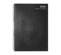 VIVAAS A5 2026 Spiral Bound Week To View Diary with Hardback Cover, Weekly Planner for Students, Teachers, Home, and Office Selection WTV Organizer | Academic Organiser (Black)